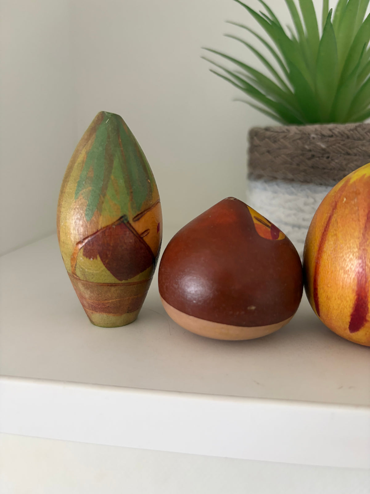 Rare vintage set of mixed vegetables kokeshi by Hiroe Fukushima