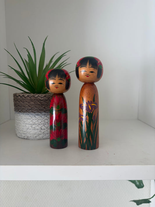 Set off two rare Vintage Creative Kokeshi by Hitokura Masamkido