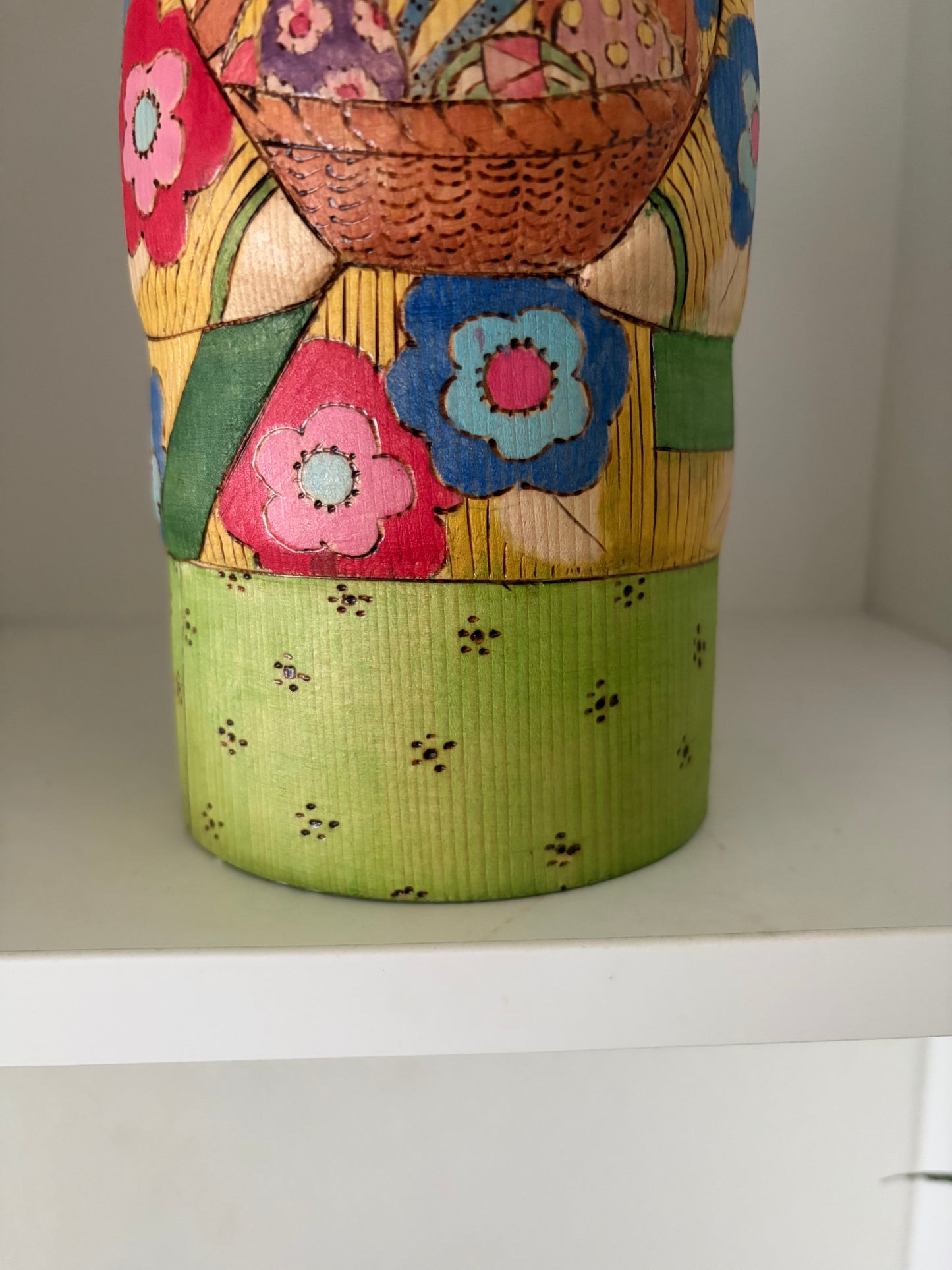 Modern Sosaku kokeshi by Yuko Yamazaki is part of her Easter Series - With box