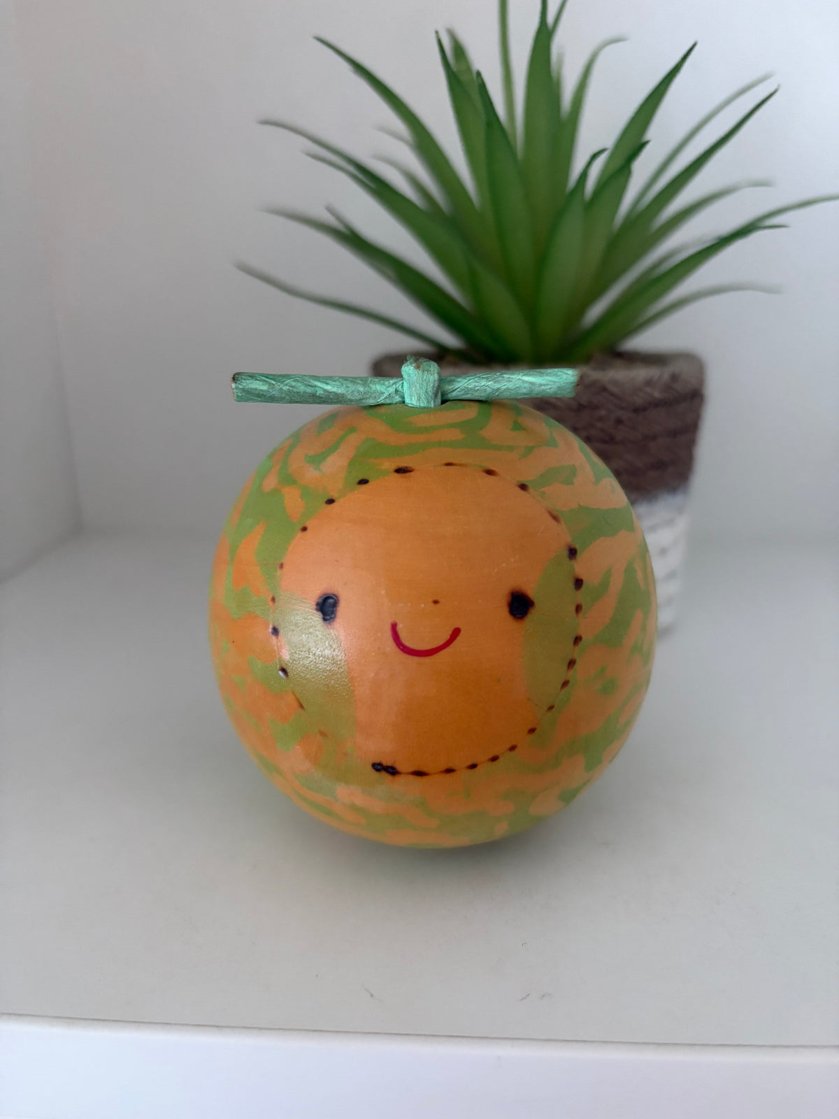 Rare vintage melon kokeshi by Hiroe Fukushima
