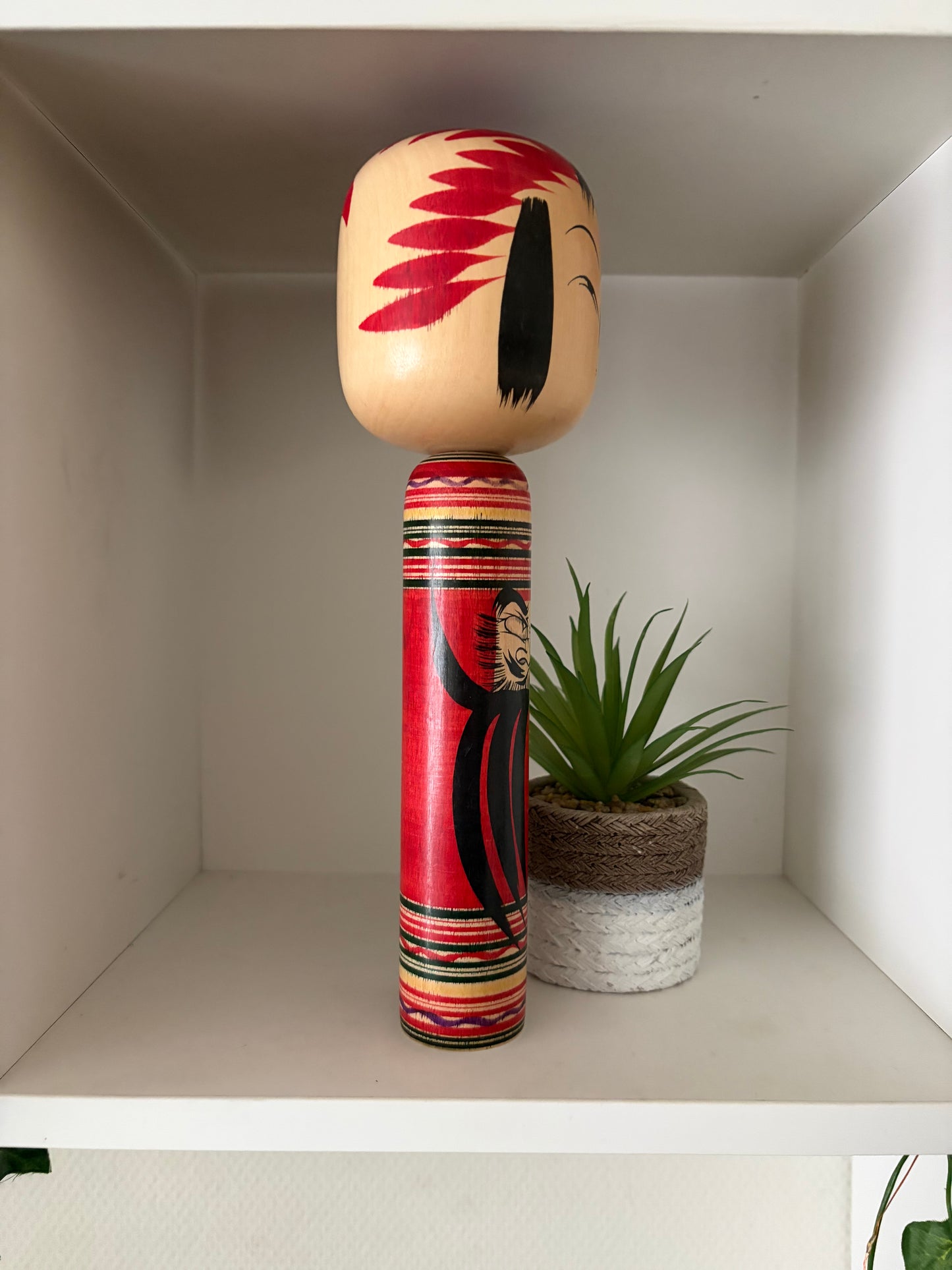 Vintage Togatta Kokeshi with Daruma made by Morimasa Sato (1926-2017)