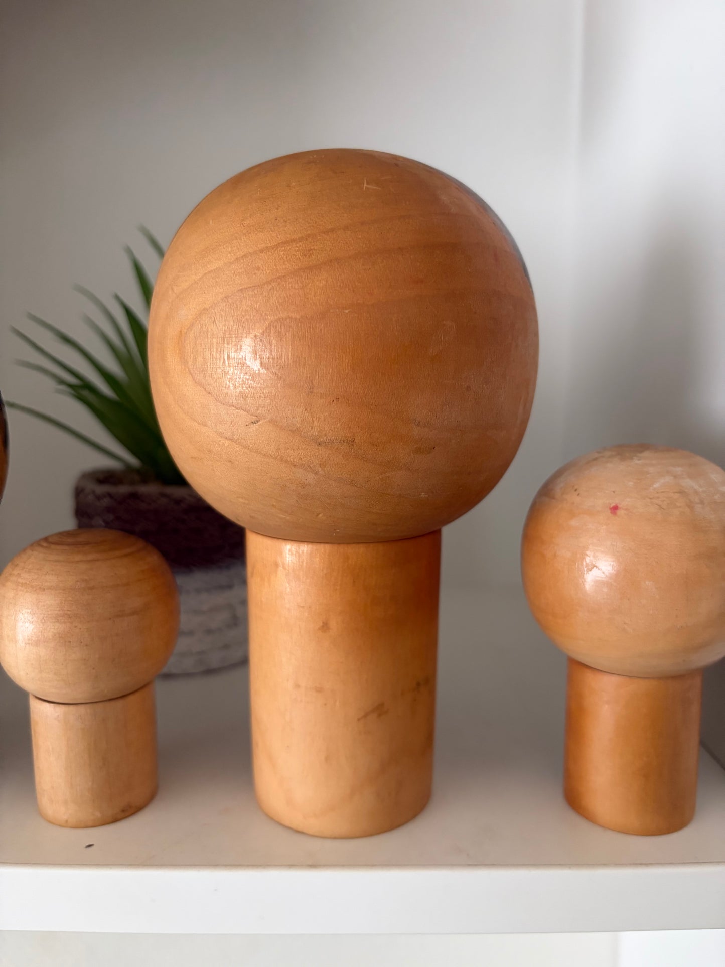 Rare Vintage set off two Creative Kokeshi by renowned artisan Ikuyoshi Yokozuka