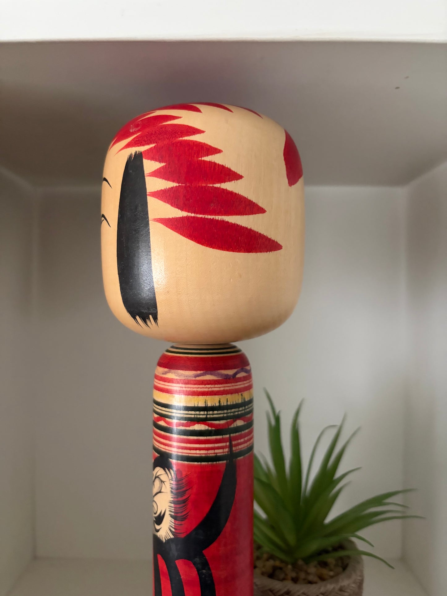 Vintage Togatta Kokeshi with Daruma made by Morimasa Sato (1926-2017)