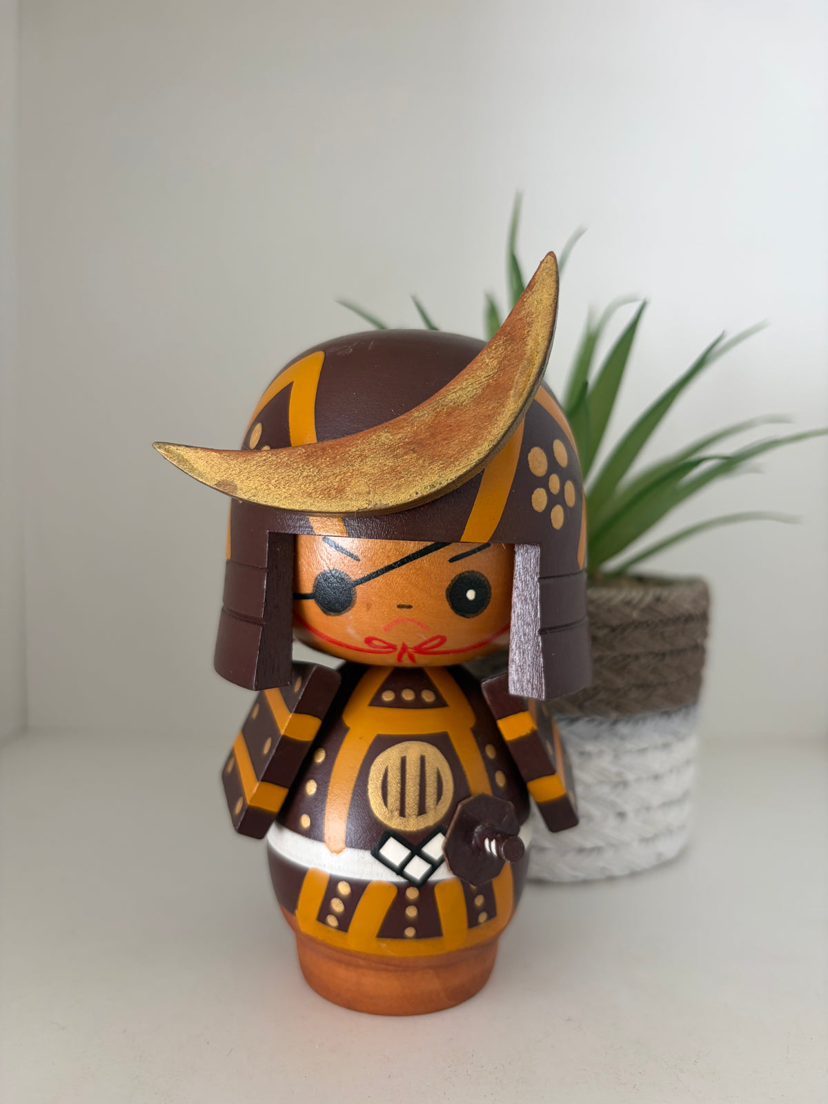 Lovely vintage Samurai kokeshi by Sato Soichi