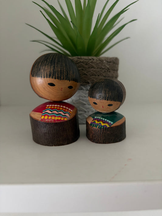 Rare Vintage Sosaku kokeshi set by Hideo Ishihara (1925-1999)