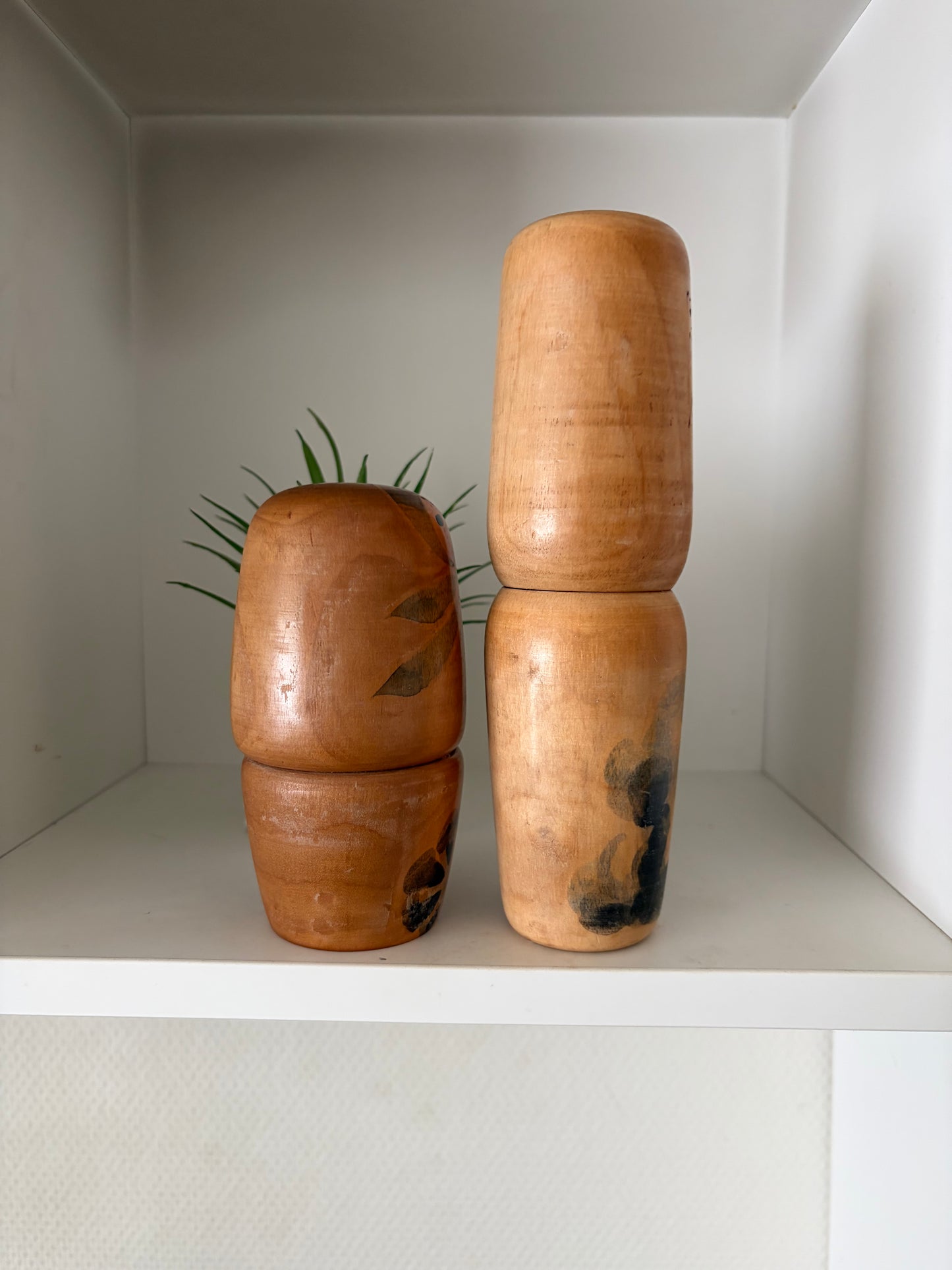 Rare Vintage set off two Creative Kokeshi by renowned artisan Ikuyoshi Yokozuka