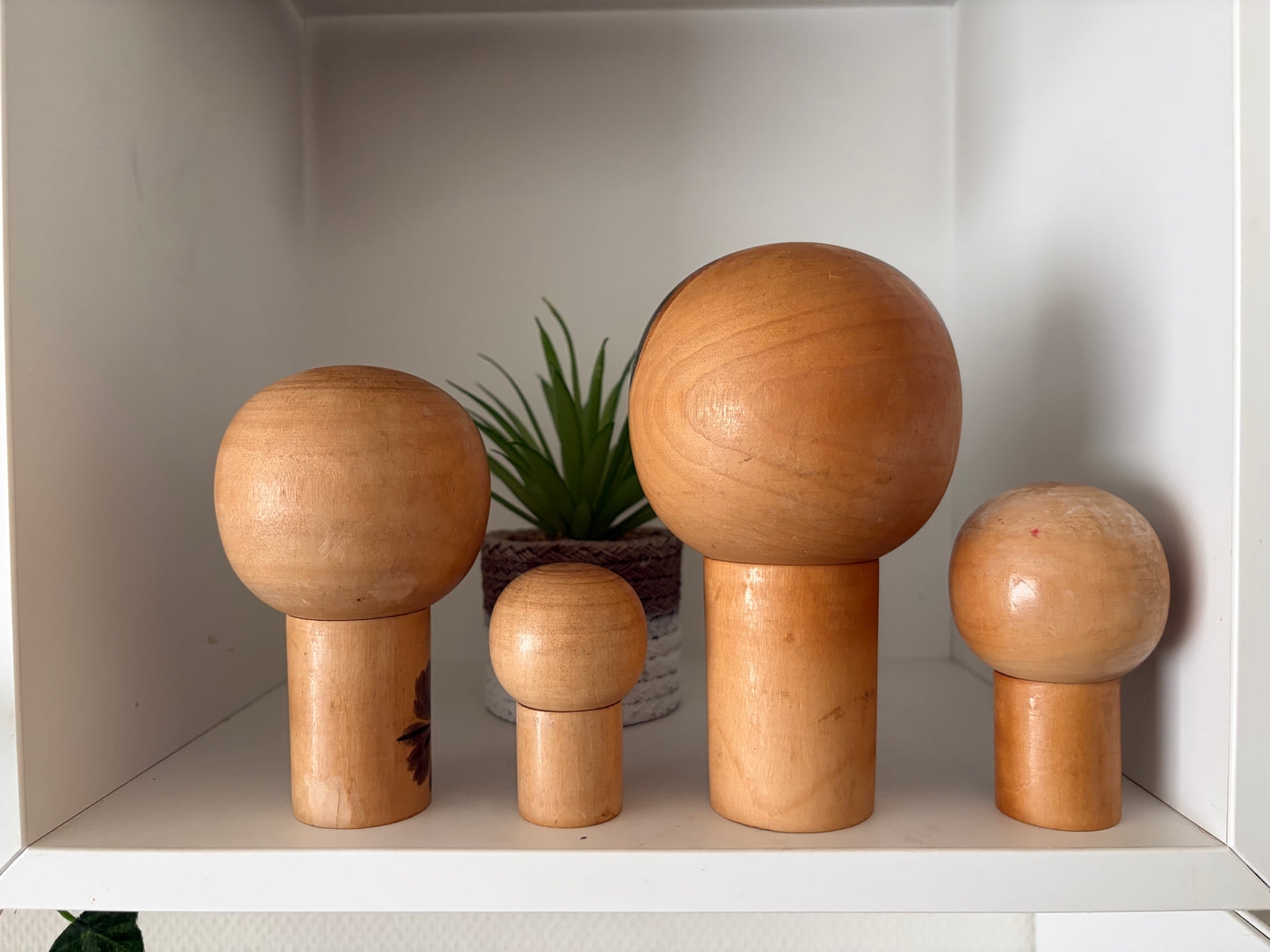 Rare Vintage set off two Creative Kokeshi by renowned artisan Ikuyoshi Yokozuka