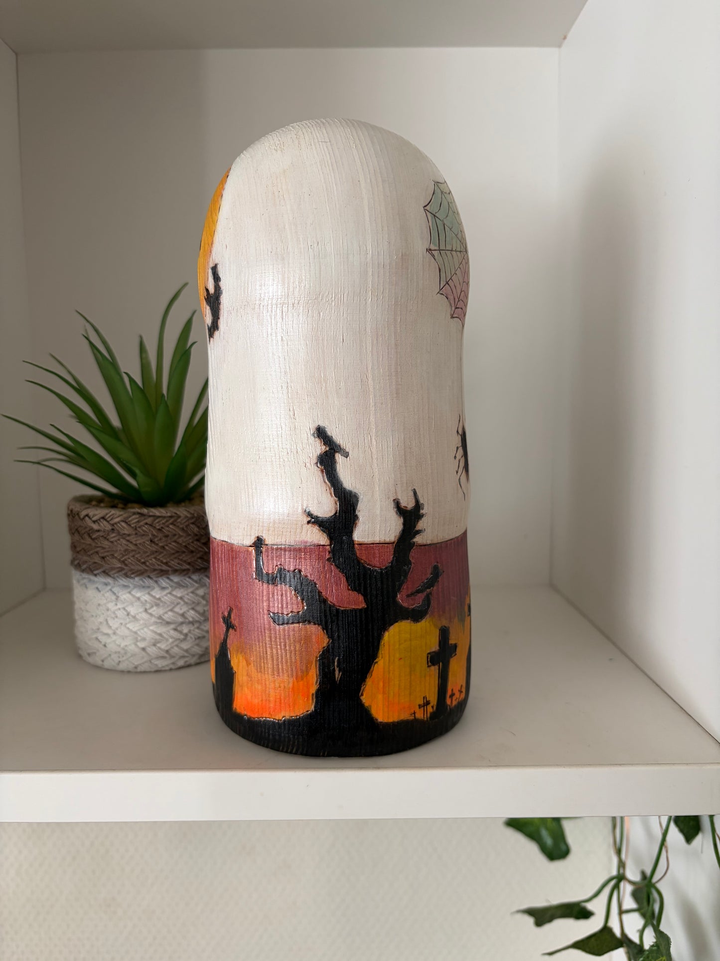 Modern Sosaku kokeshi by Yuko Yamazaki is part of her Halloween Series - With box