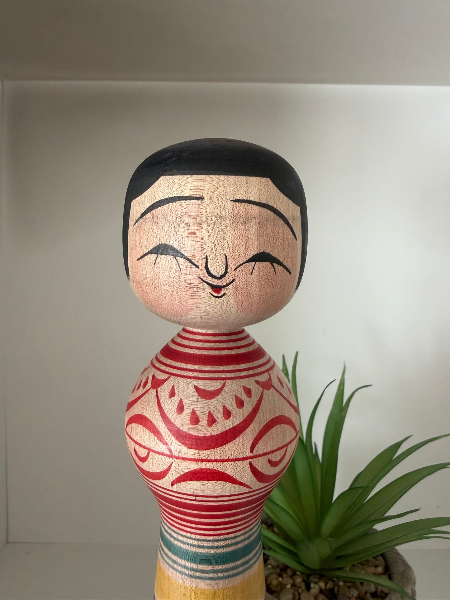 Vintage Traditional Tsugaru kokeshi with Daruma by Mitsuo Mori.