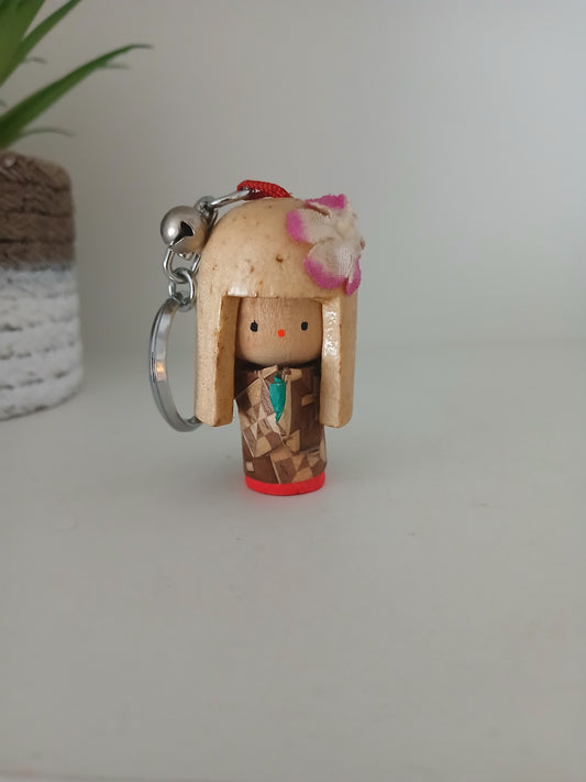 Vintage key ring kokeshi