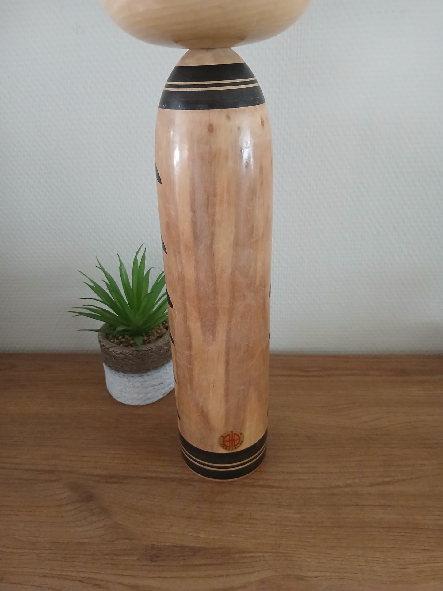 XL Vintage traditional monochrome Togatta kokeshi by Asukura