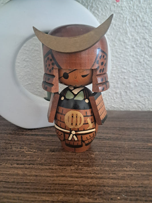 Vintage cute samurai kokeshi