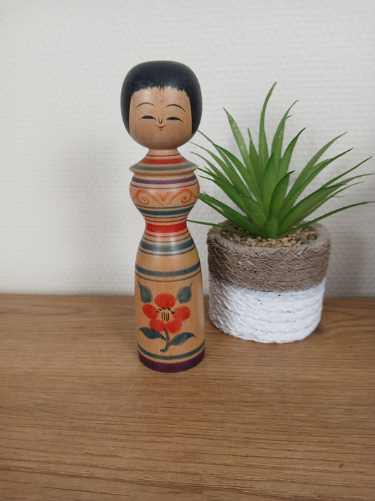 Vintage traditional Tsugaru kokeshi by Muramoto Fumio