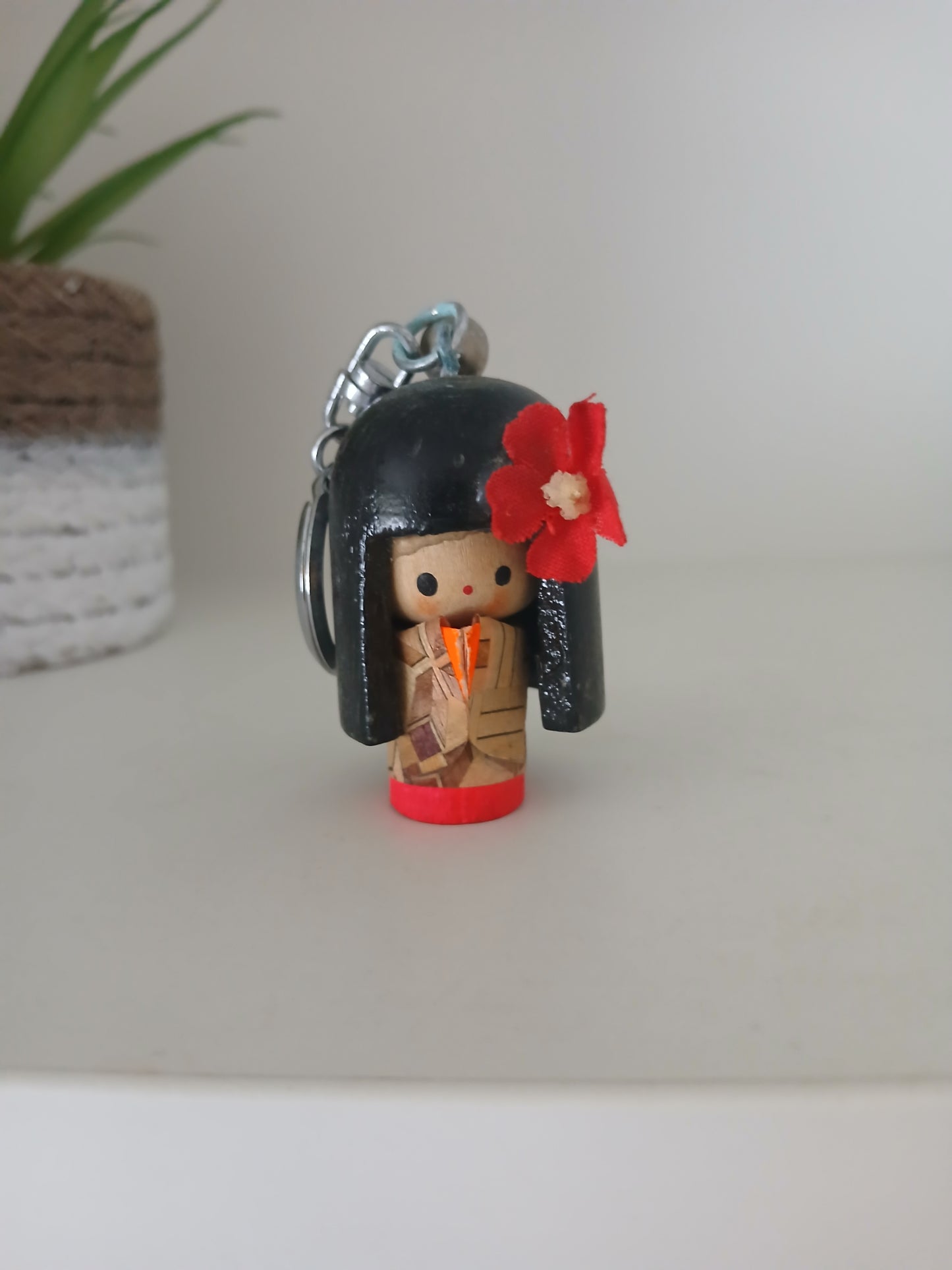 Vintage key ring kokeshi