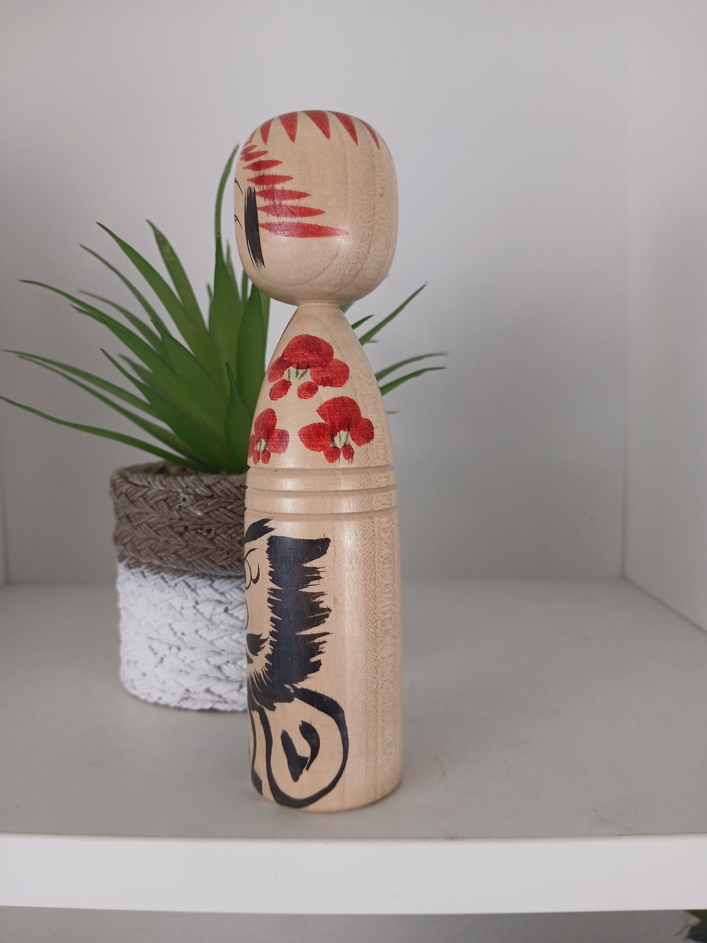 Vintage Togatta kokeshi by Sato Katsuhiro with Daruma - Dated 1992