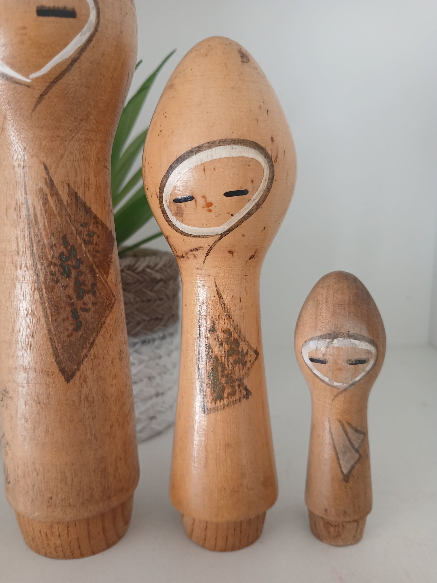Vintage set of 3 creative kokeshi by Isamu Yamakawa