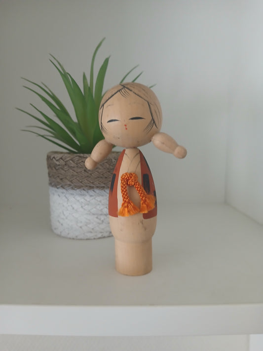 Cute creative kokeshi with lovely pigtails