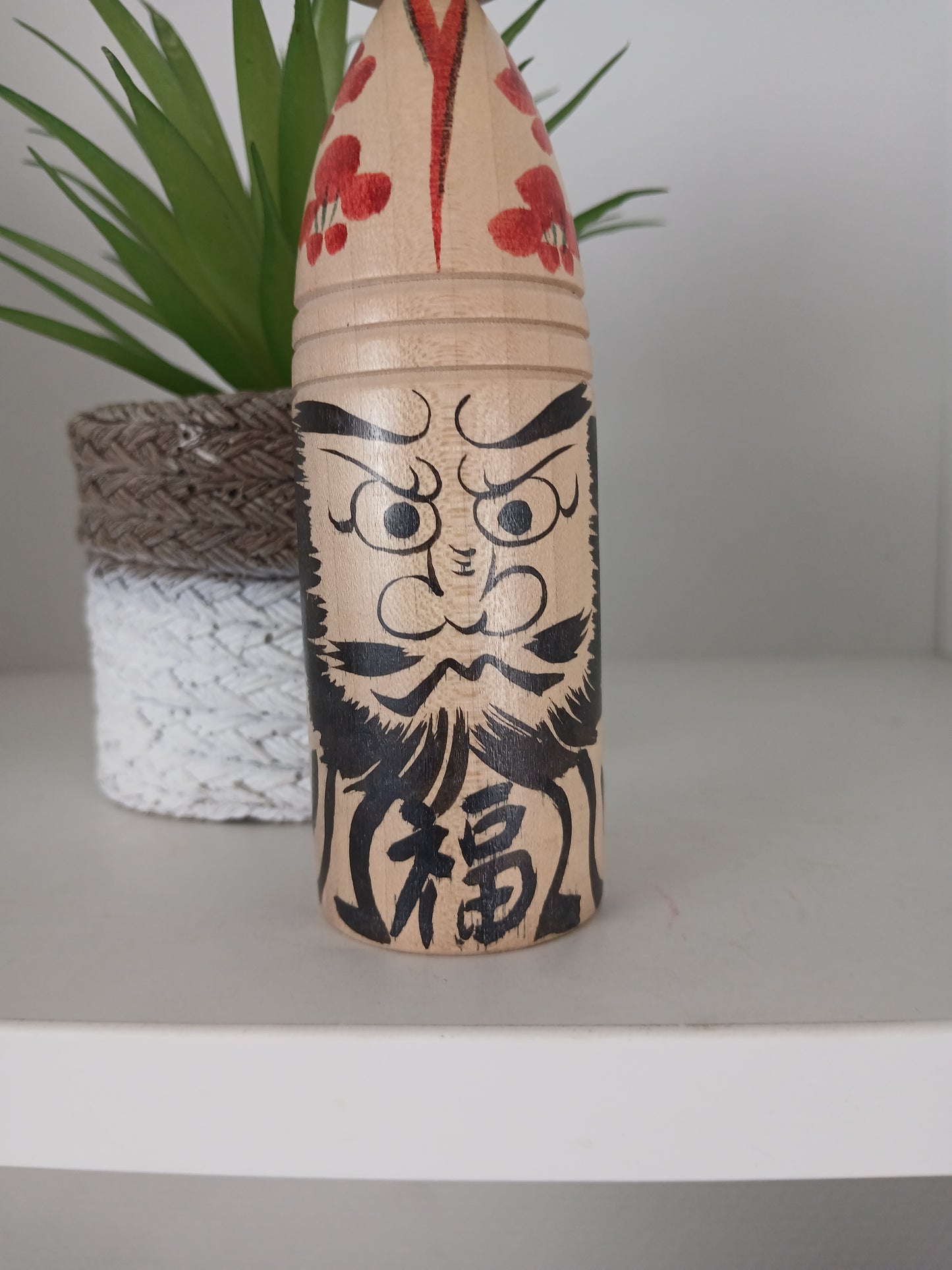 Vintage Togatta kokeshi by Sato Katsuhiro with Daruma - Dated 1992