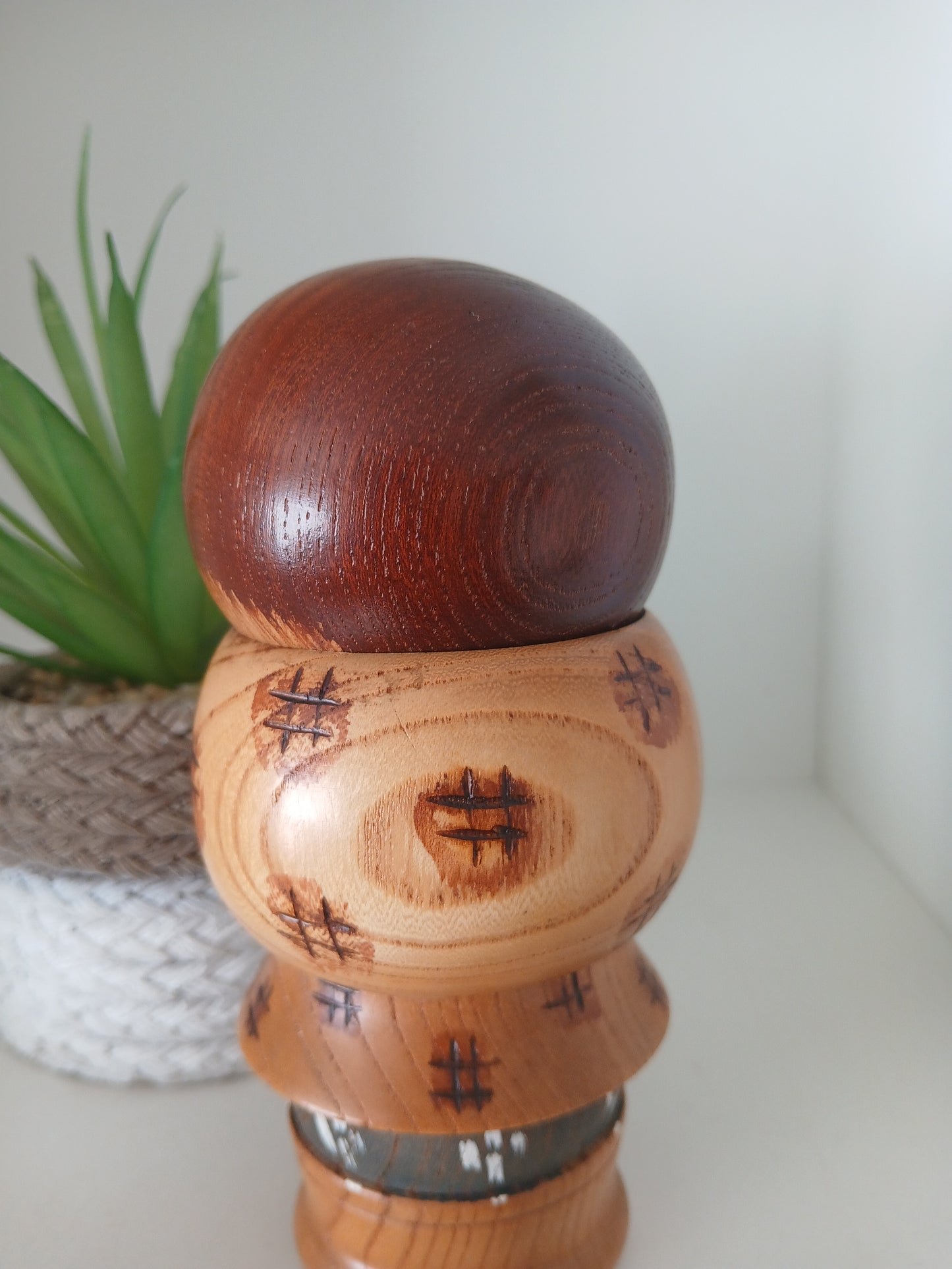 Rare Vintage Sosaku Kokeshi by Aoki Ryoka (1931-) 