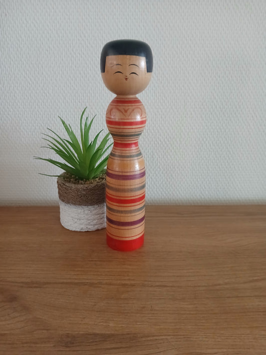 Vintage traditional Tsugaru kokeshi by Muramoto Fumio (1931-1999)