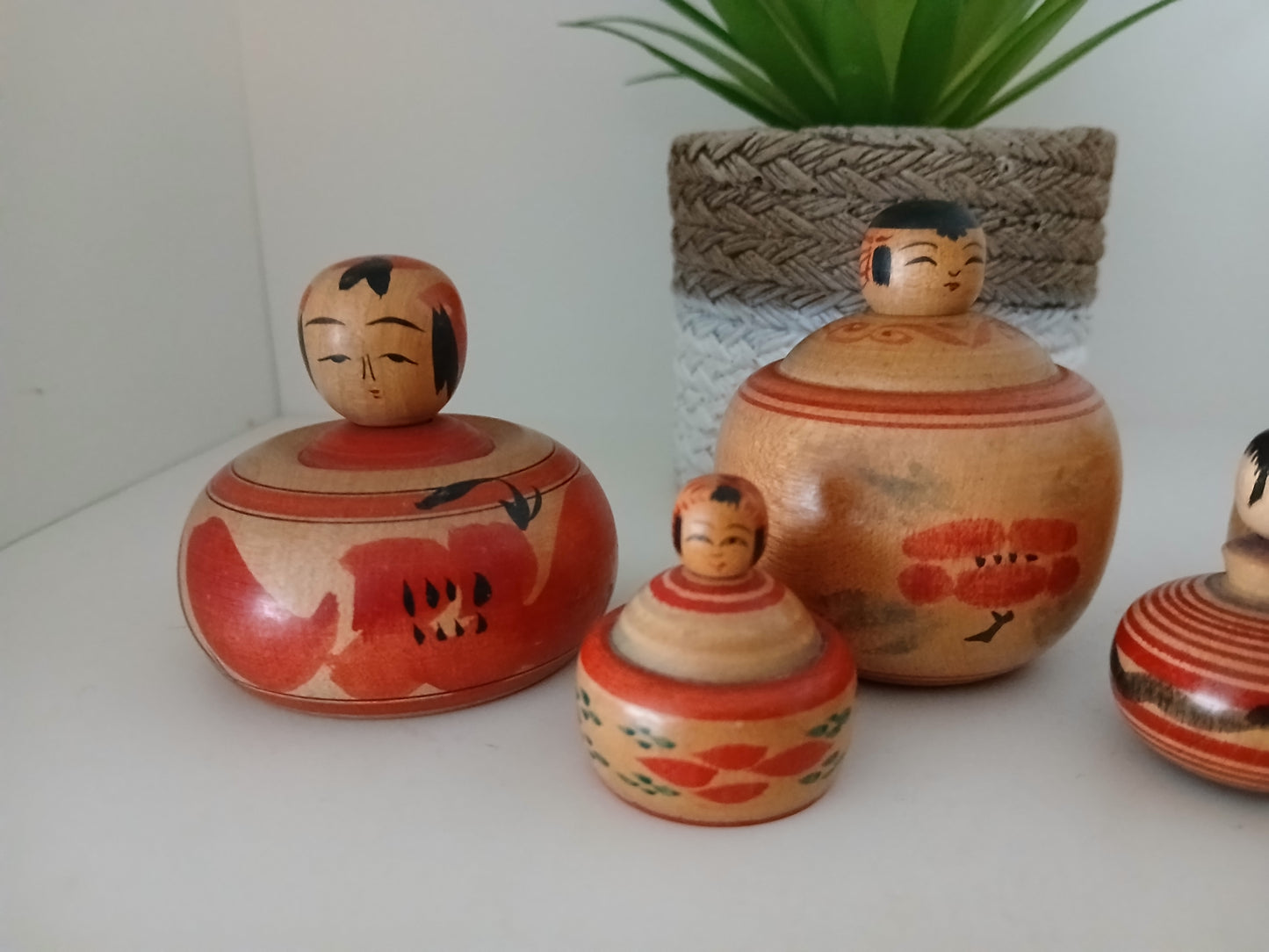 Vintage set of 6 different Ejiko kokeshi