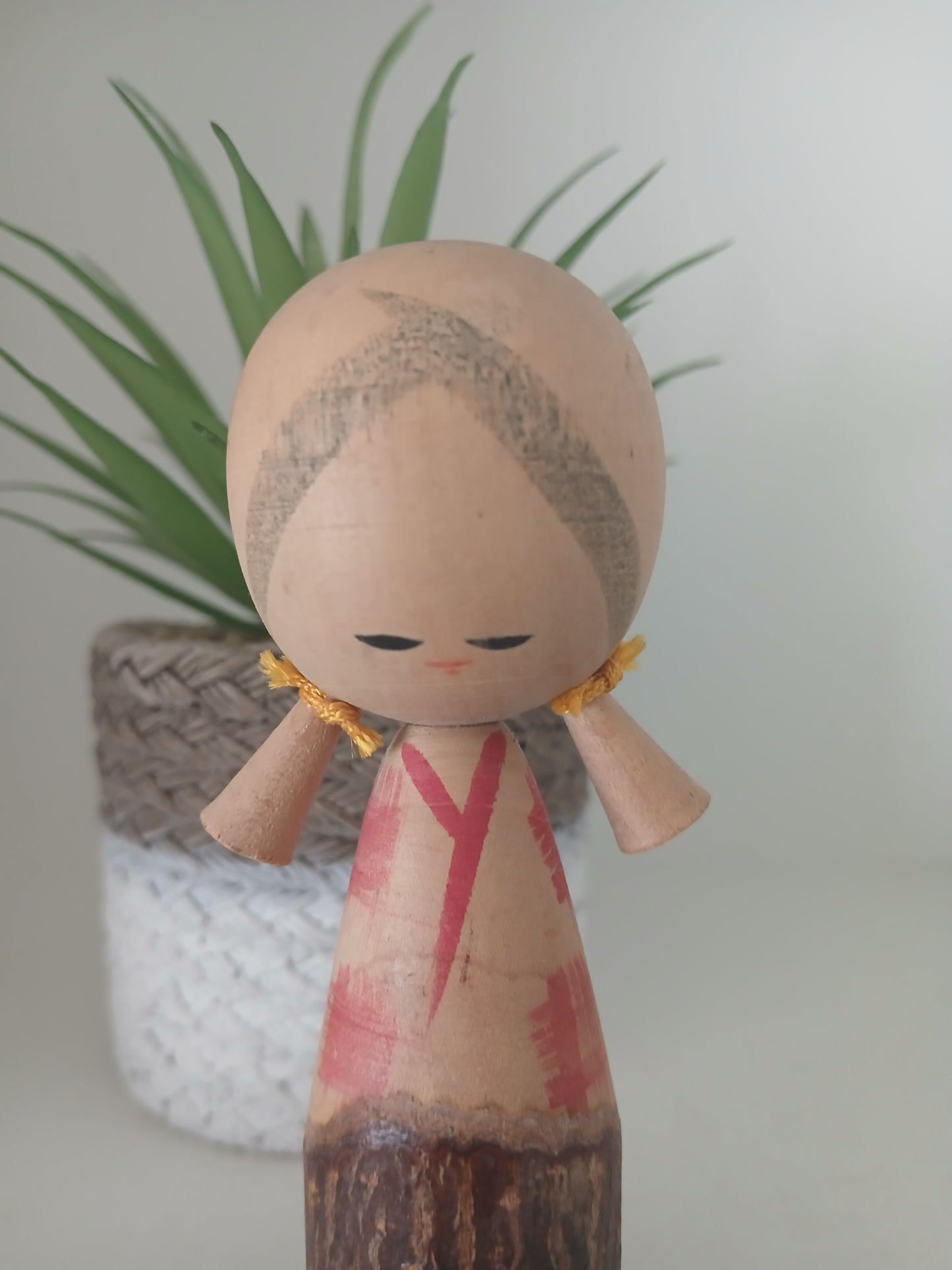 Cute creative kokeshi with lovely pigtails