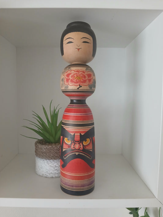 Vintage Traditional Tsugaru Daruma Kokeshi by Abo Muchihide (1950-)