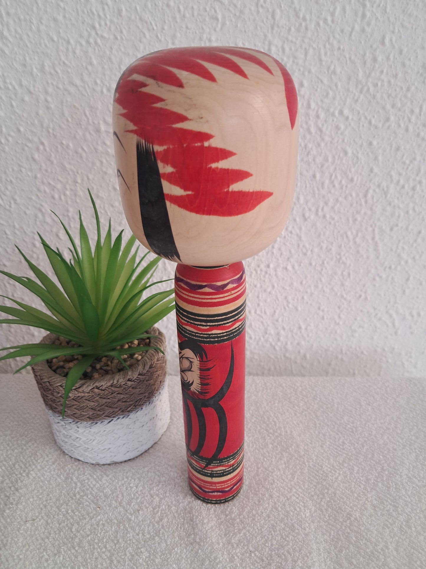 Vintage Togatta Kokeshi with Daruma made by Morimasa Sato (1926-2017)