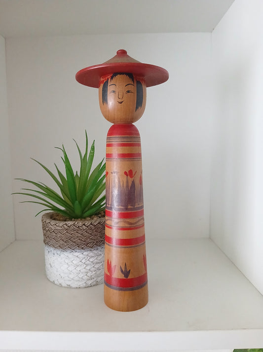 Vintage traditional Tsuchiyu kokeshi by Watanabe Kazuo (1940-2005)