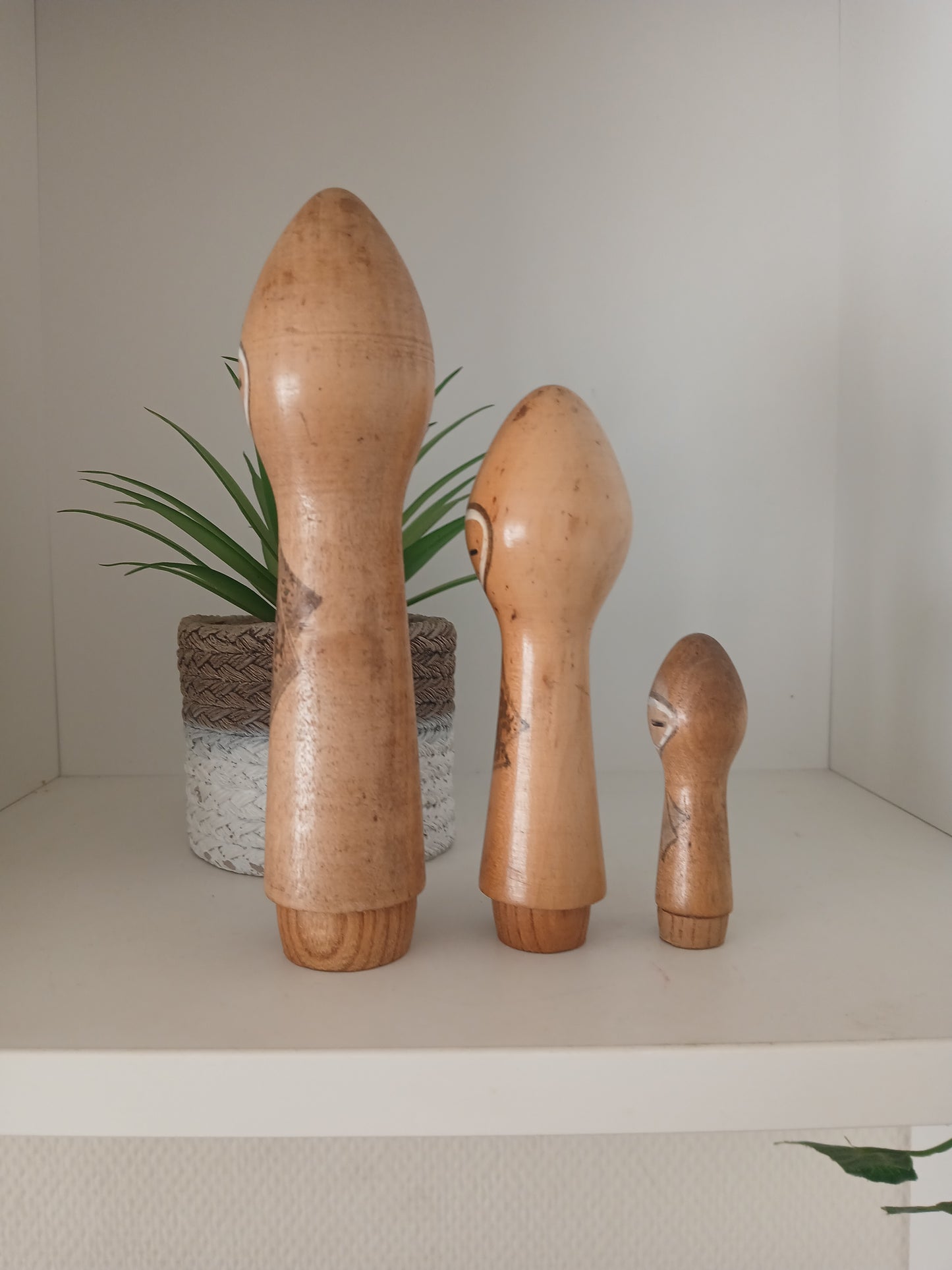 Vintage set of 3 creative kokeshi by Isamu Yamakawa