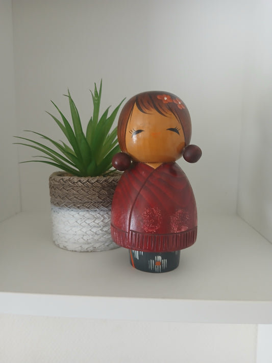 Rare Vintage Sosaku Kokeshi by Aoki Ryoka (1931-) 