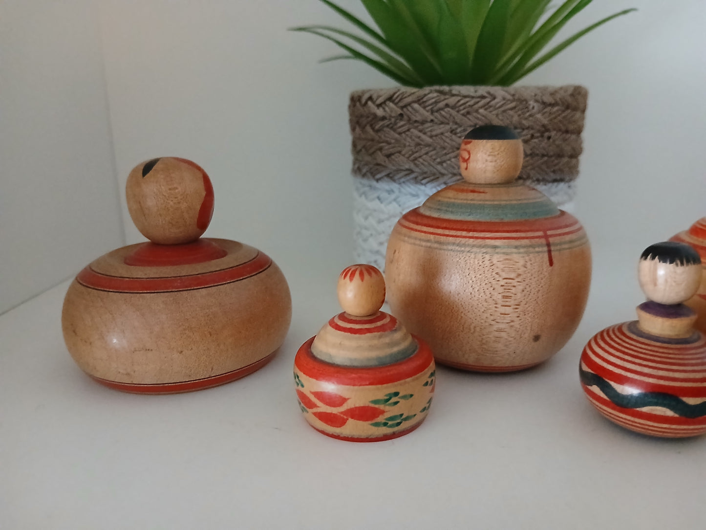 Vintage set of 6 different Ejiko kokeshi