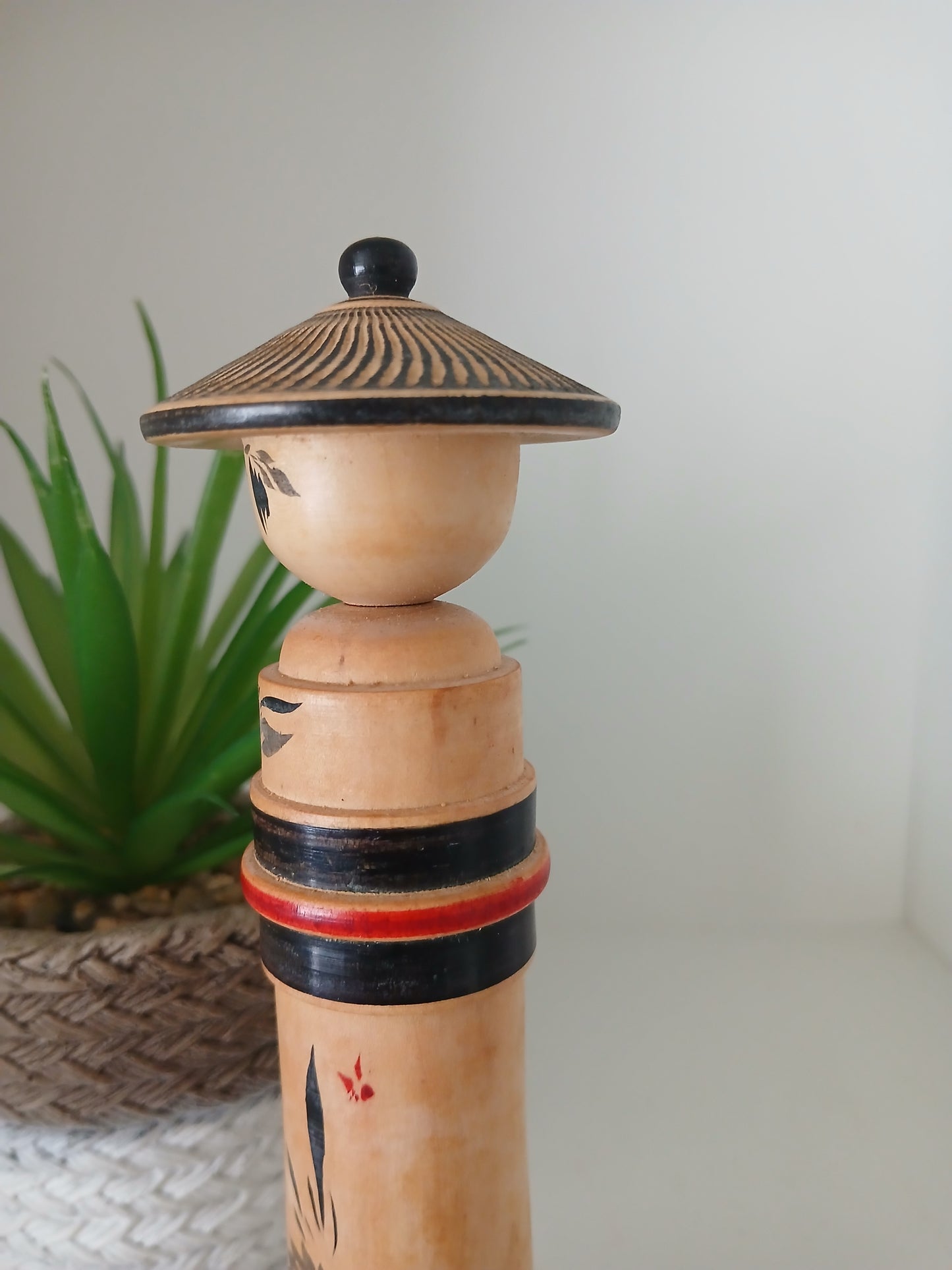 Vintage traditional Naruko kokeshi with hat