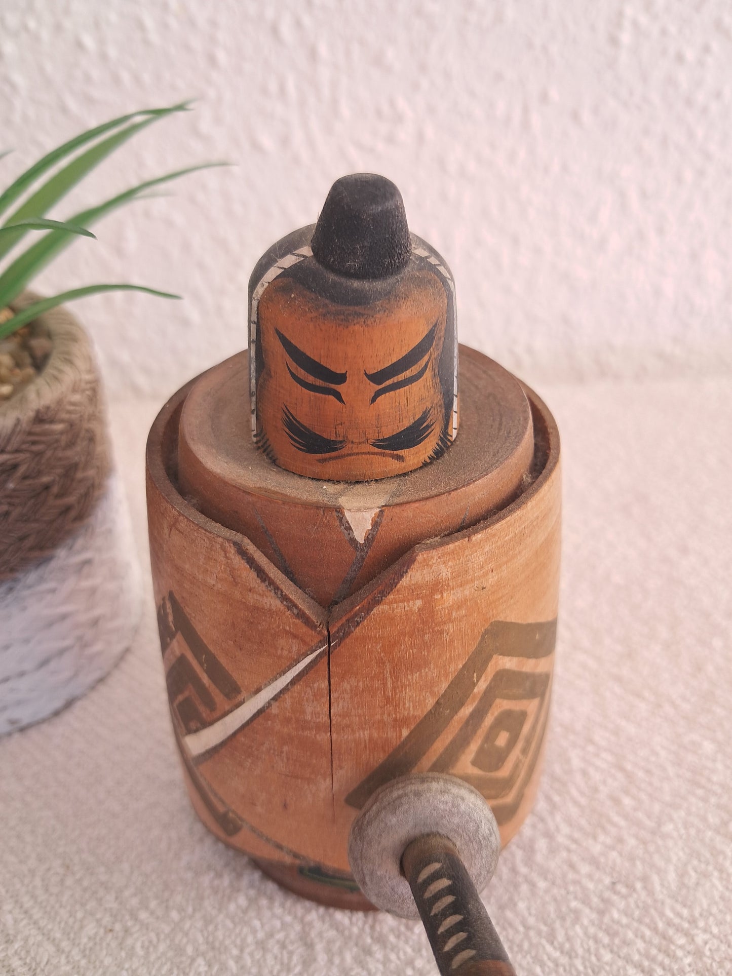 Vintage Samurai kokeshi by Miyashita Hajime (1940-)