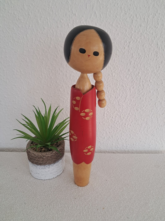 Vintage Creative Kokeshi with Ponytail by Eiko Shibata (1924-)