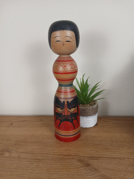 Vintage traditional Tsugaru kokeshi by Muramoto Fumio