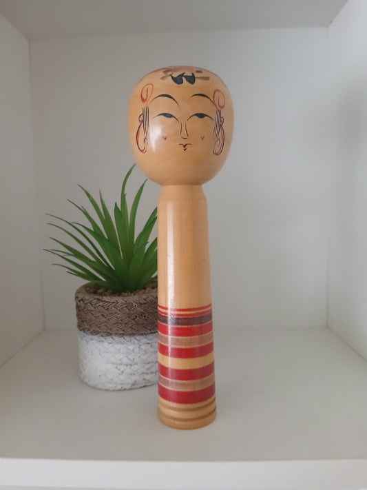 Vintage traditional Yajiro Kokeshi by Sato Yoshiaki -with rattle in the head