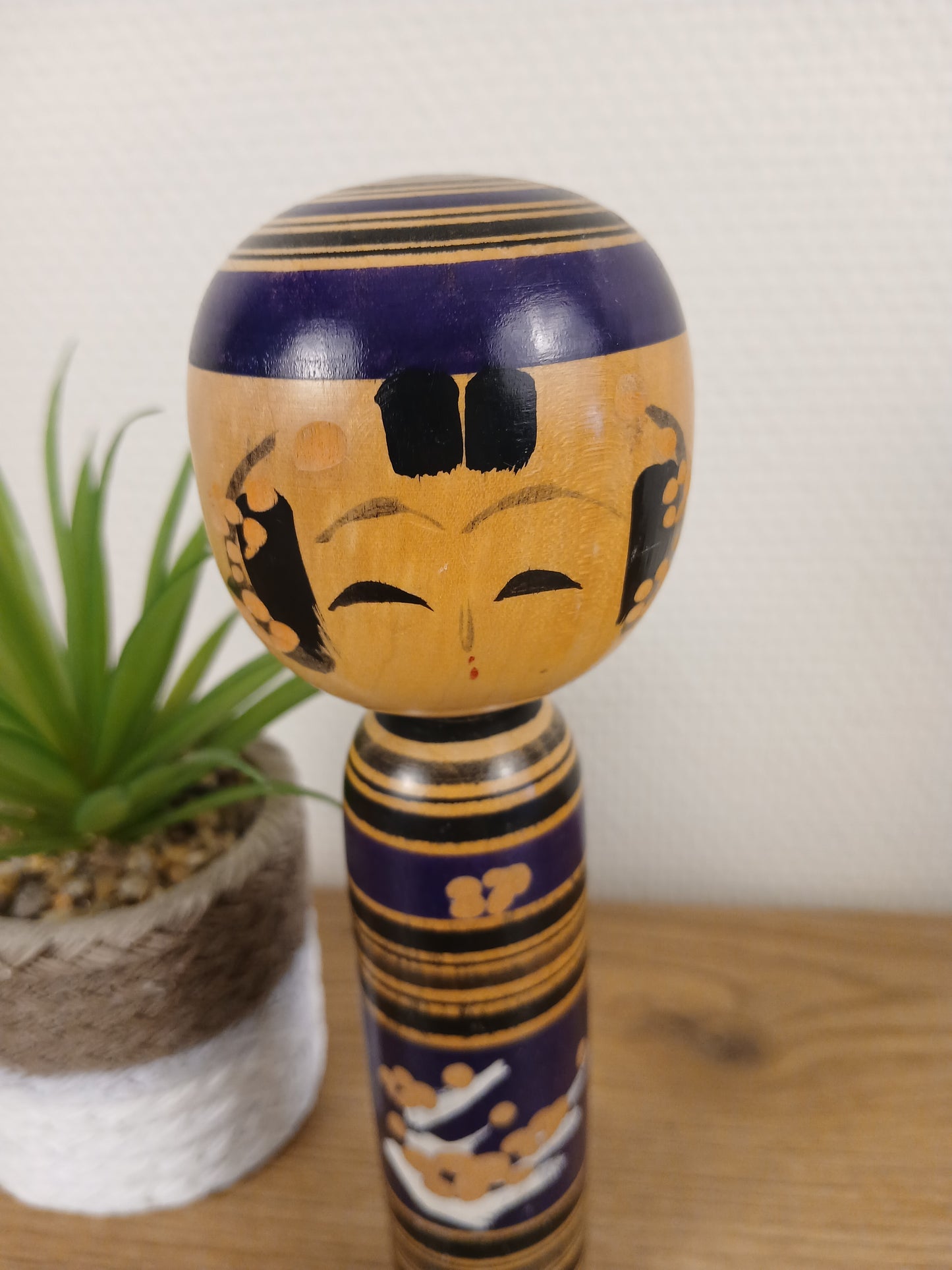 Vintage purple kokeshi by Sasaki Katsumi