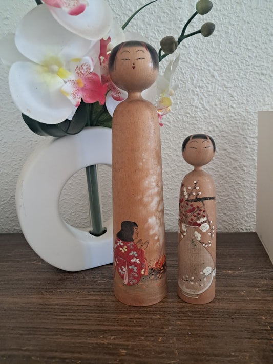 Exclusive 2 vintage Kijiyama kokeshi by Takano Yohachi (1907-1994)