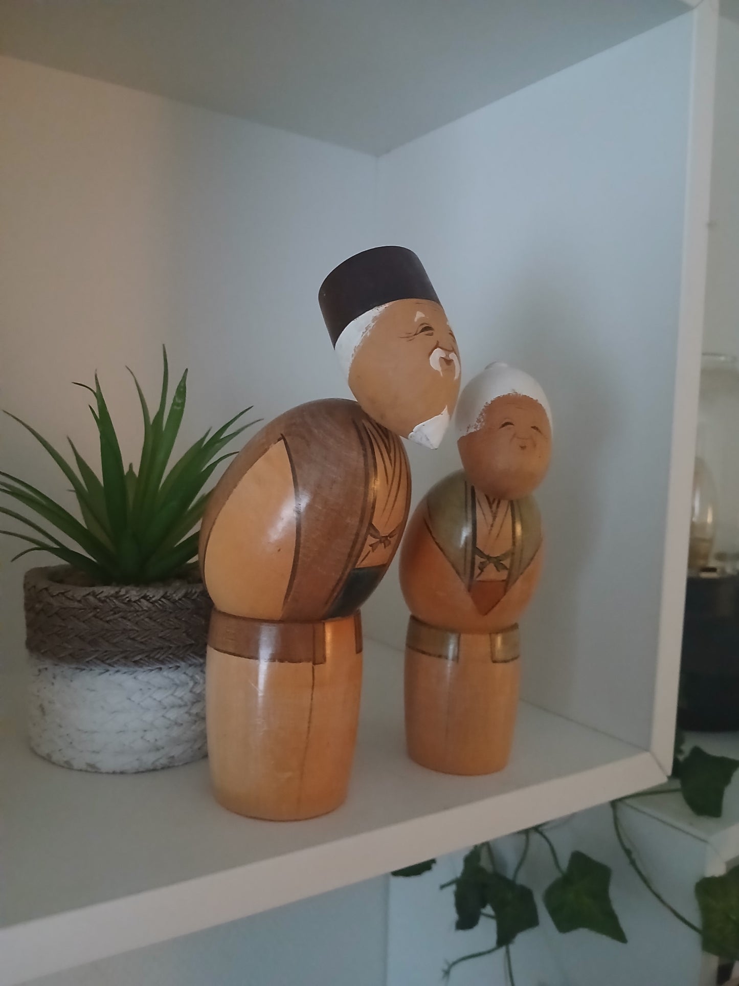 Vintage set Sosaku Kokeshi of elderly couple