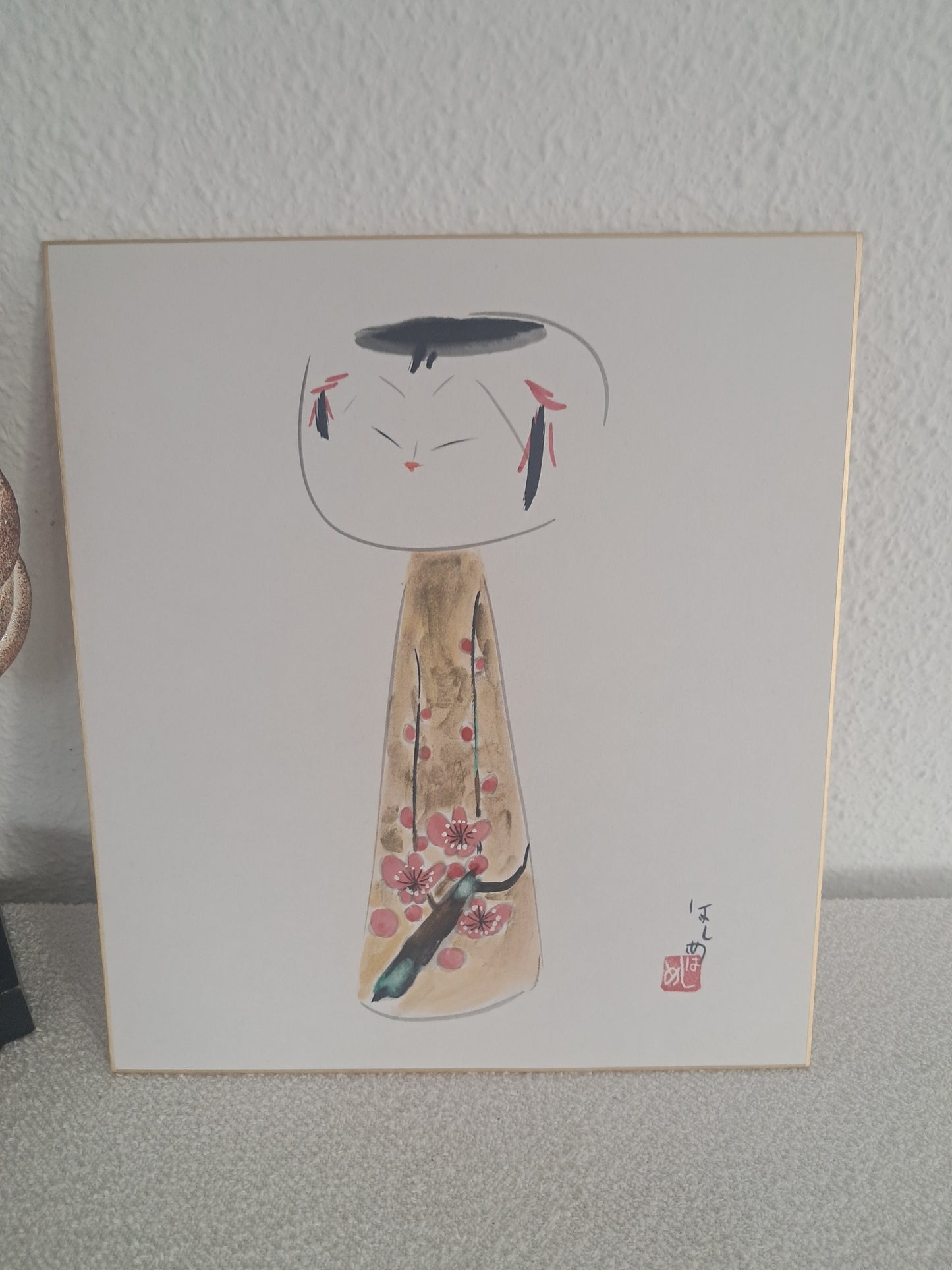 Rare Vintage kokeshi painting by Prime minister award winner Takahashi Hajime (1918-2002)