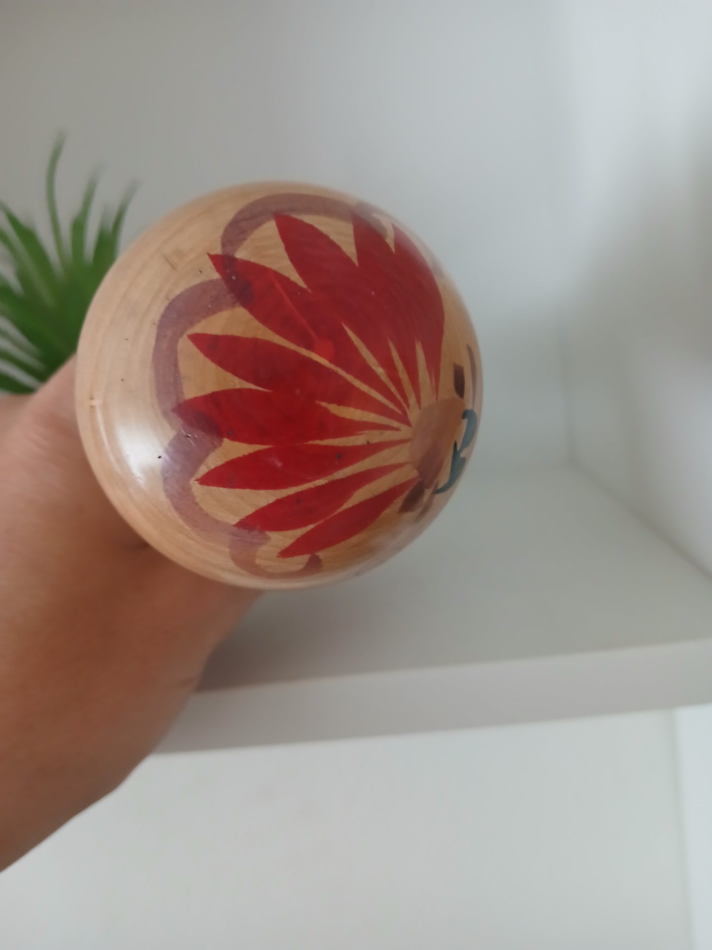 Vintage traditional Yajiro Kokeshi by Sato Yoshiaki -with rattle in the head