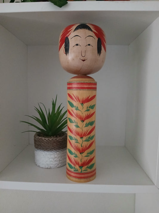 Vintage Hijiori Kokeshi by Okuyama Kiyoji (1905～1972) - With rattle