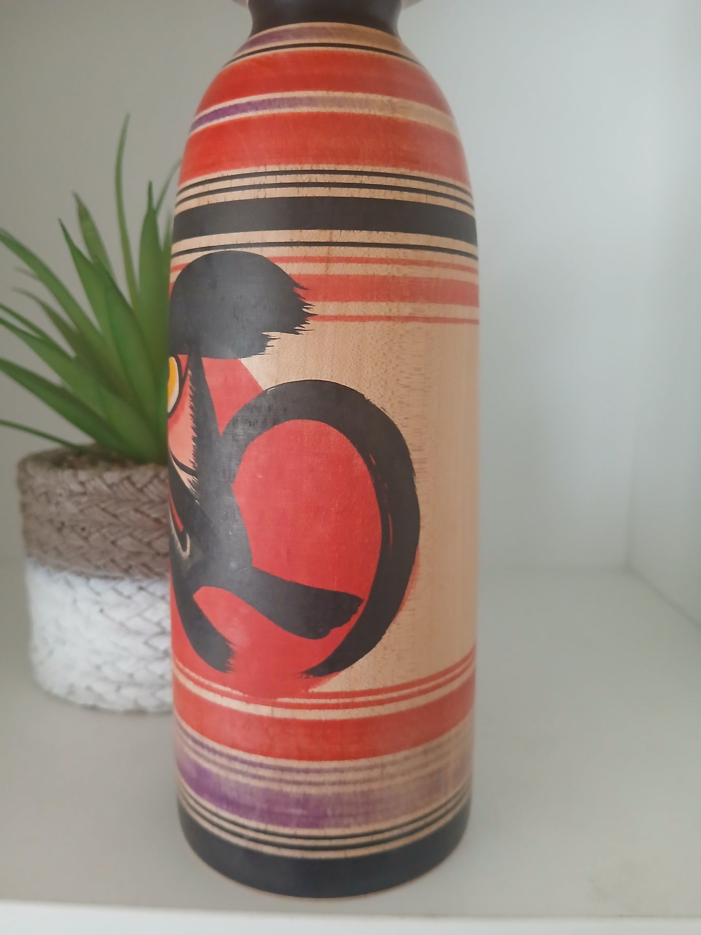 Vintage Traditional Tsugaru Daruma Kokeshi by Abo Muchihide (1950-)