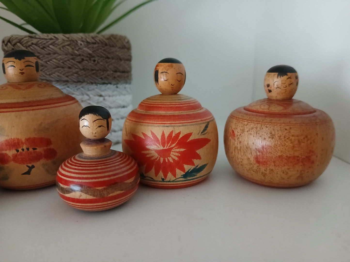 Vintage set of 6 different Ejiko kokeshi