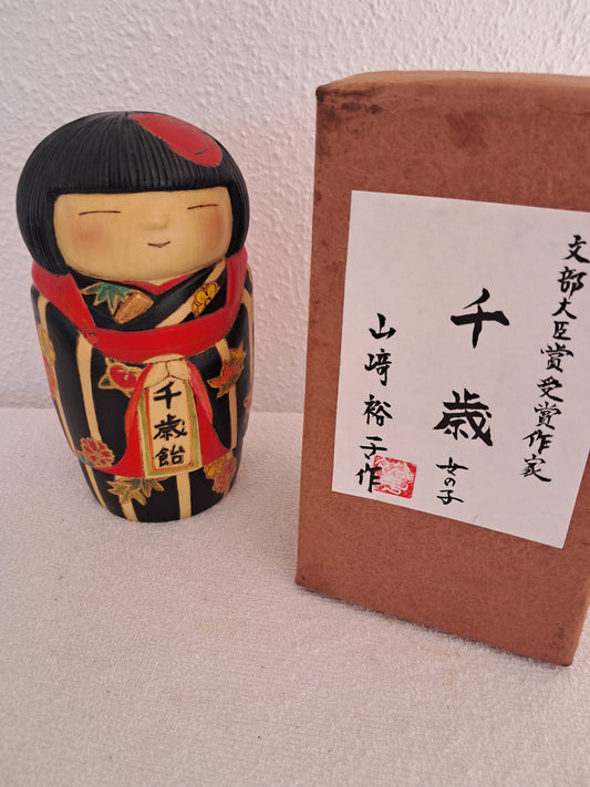 Exclusive Kokeshi made by Yuko Yamazaki (1956-)