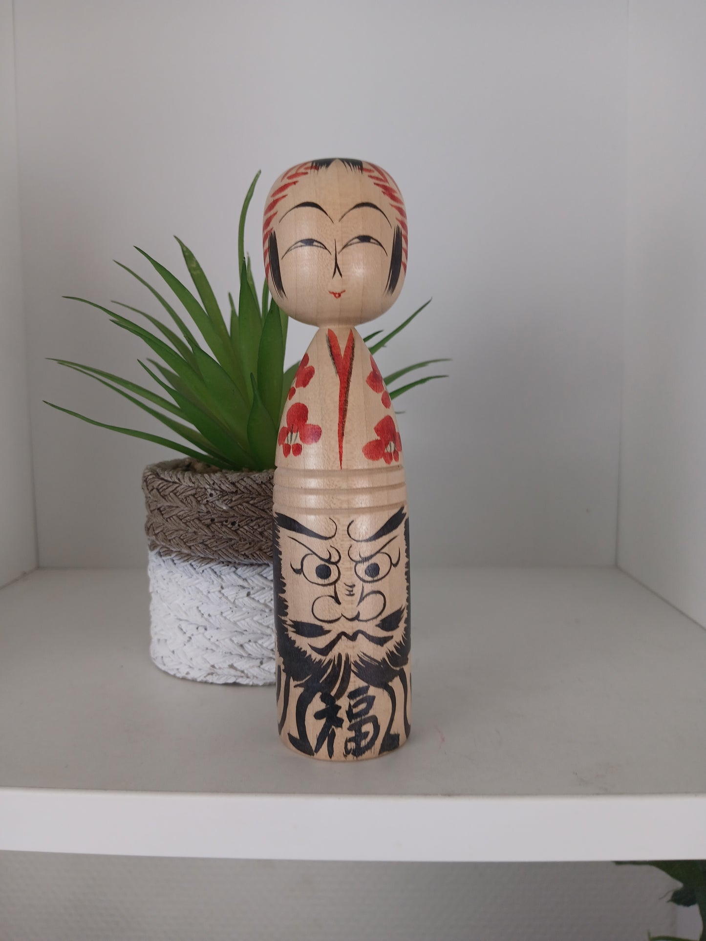 Vintage Togatta kokeshi by Sato Katsuhiro with Daruma - Dated 1992