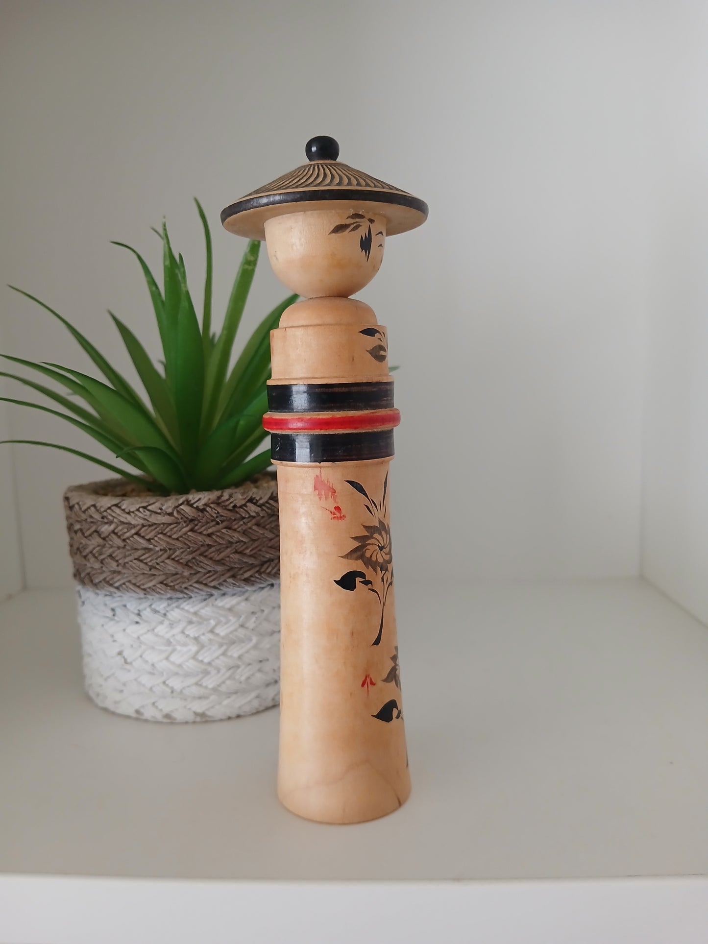Vintage traditional Naruko kokeshi with hat