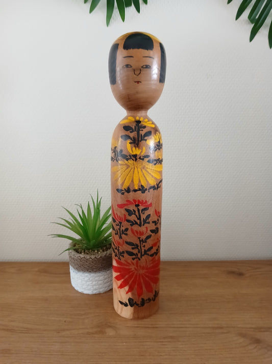 Rare big Vintage Kijiyama Kokeshi by Ogura Kyutaro (1906 -1998)