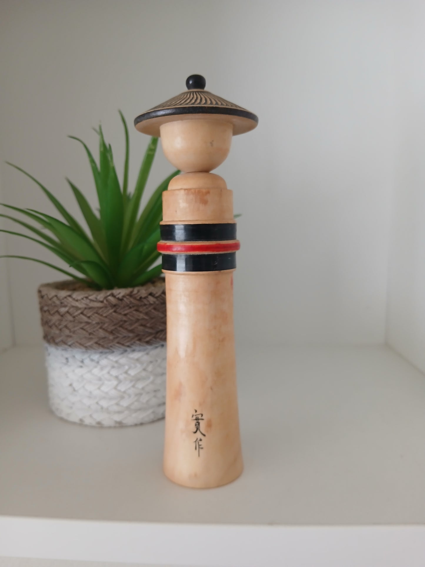 Vintage traditional Naruko kokeshi with hat